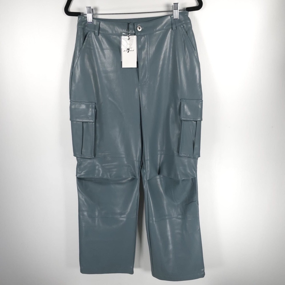 NWT‎ 7 for all mankind FAUX LEATHER Cargo Straight Pants Style 82336 Size SMALL - Picture 4 of 16